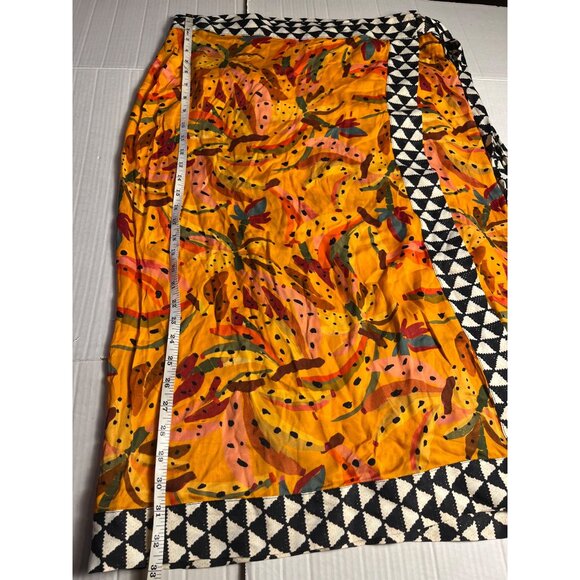 Farm Rio For Anthropologie Orange bead Banana Print Wrap Midi Skirt XL Viscose - Picture 9 of 14